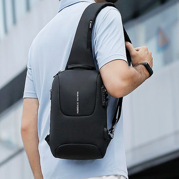 Sling Crossbody Bag TSA Lock Crossbody Men Bags Waterproof USB Charging Shoulder Pack Short Trip Messenger Bag